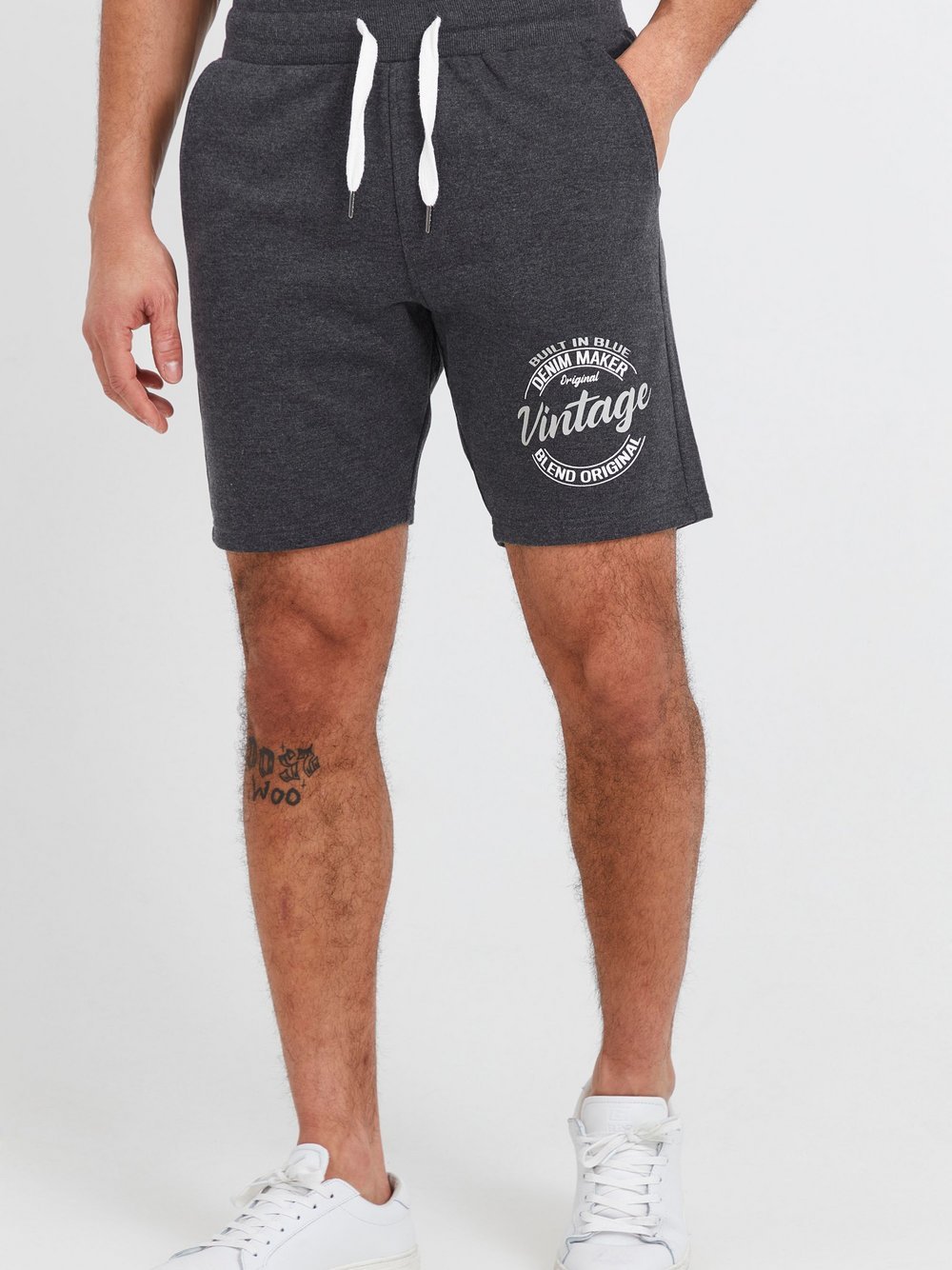 BLEND Sweatshorts Herren Baumwolle grau gemustert, XXL