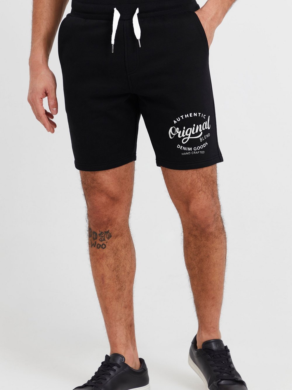 BLEND Sweatshorts Herren Baumwolle schwarz gemustert, L