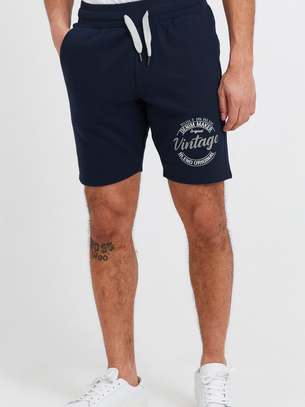 BLEND Sweatshorts Herren Baumwolle blau gemustert, S