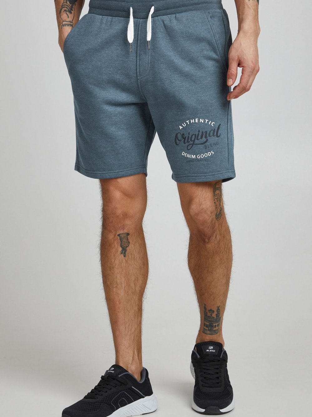 BLEND Sweatshorts Herren Baumwolle blau gemustert, M