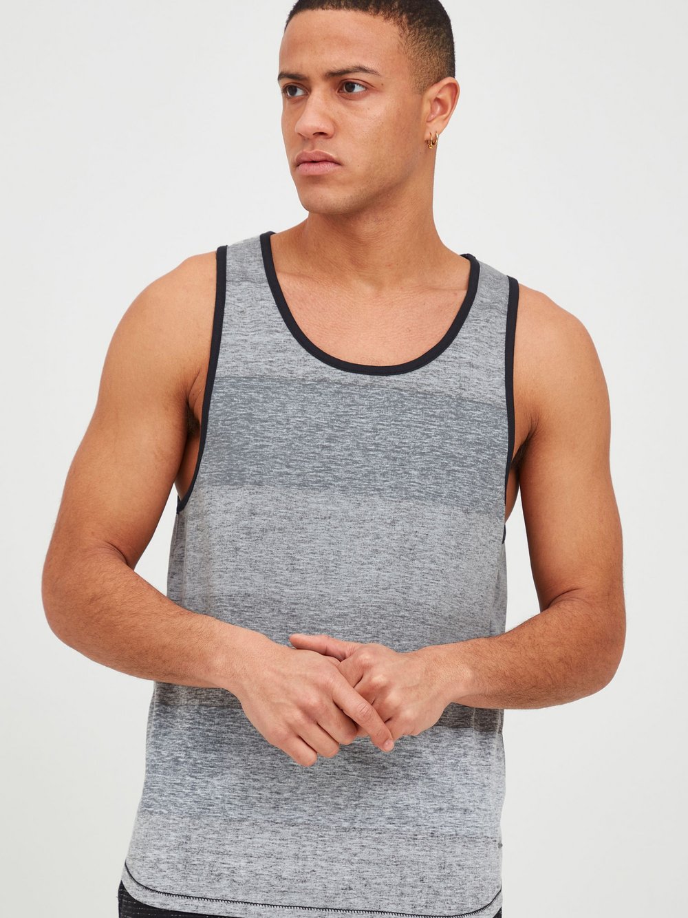 Solid Tanktop Herren schwarz gestreift, L