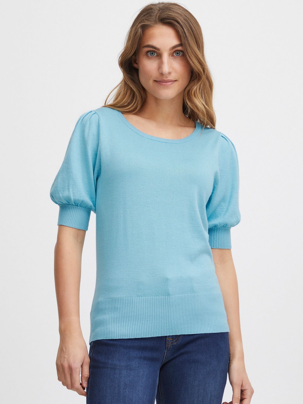 fransa 3/4 Arm-Pullover Damen Viskose blau, XXL