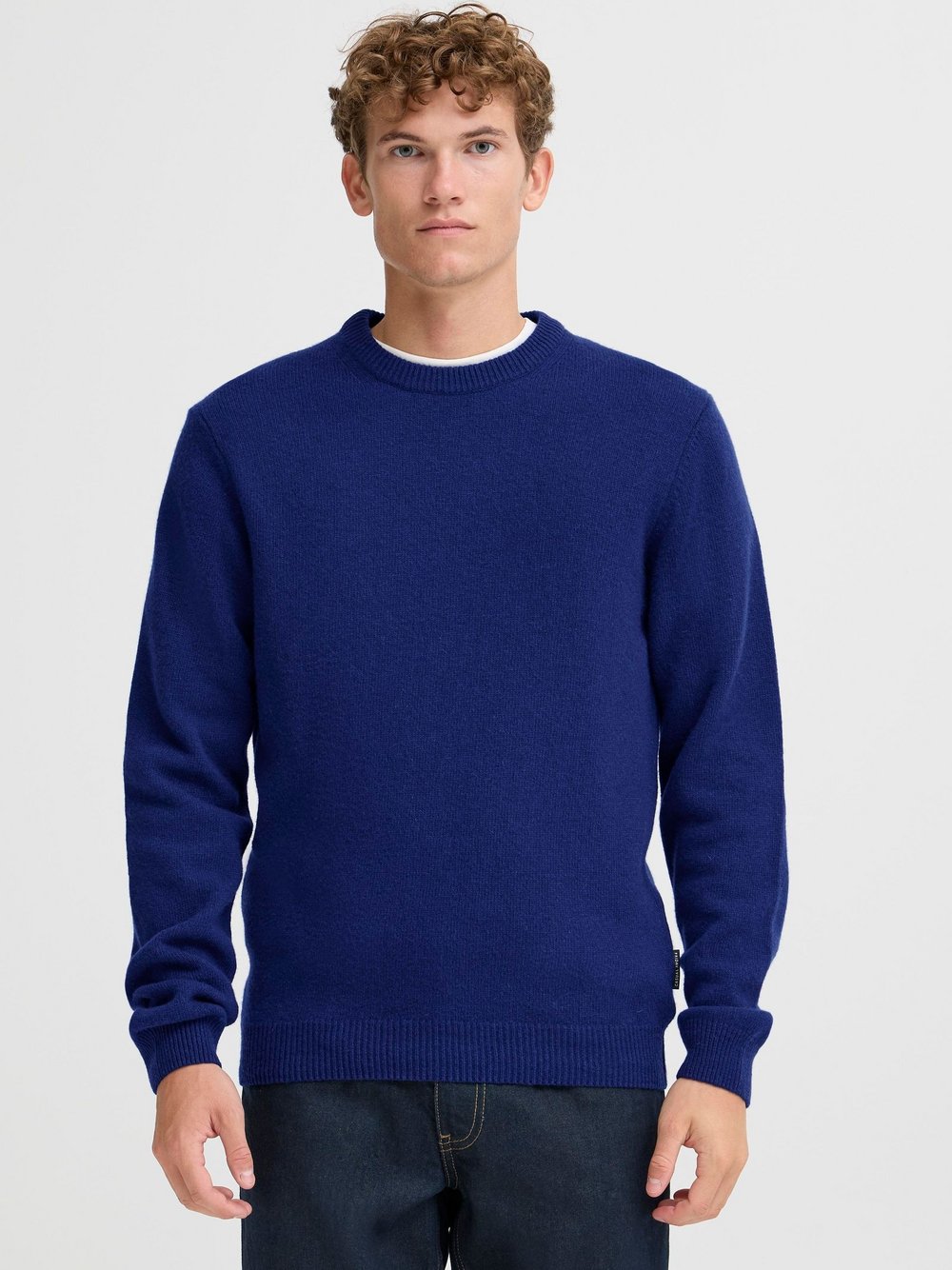 CASUAL FRIDAY Rundhalspullover Herren Wolle blau, XXXL