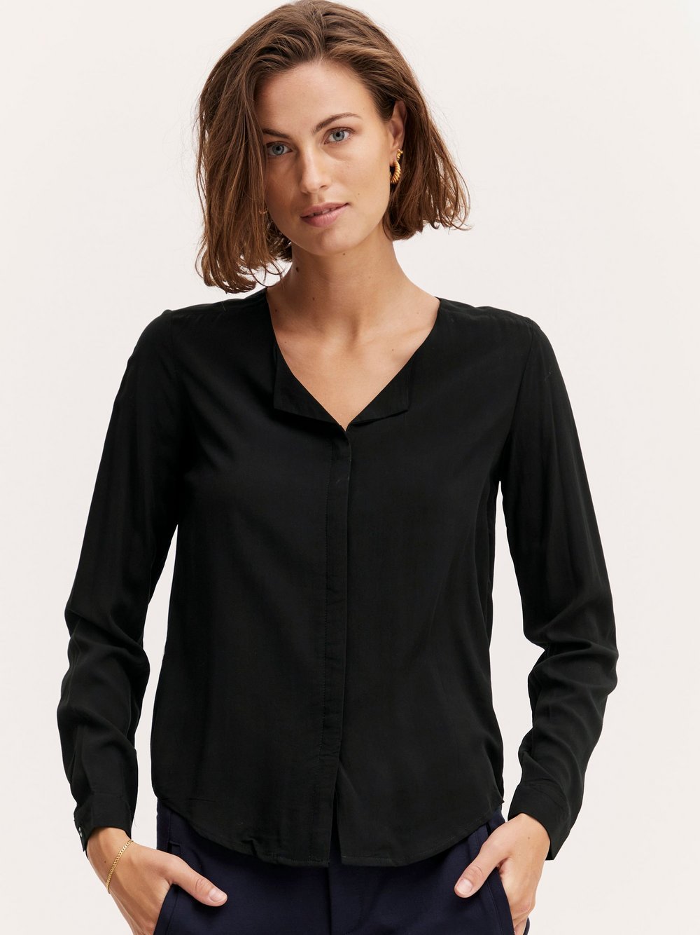 fransa Blusenshirt Damen Viskose schwarz gemustert, XS