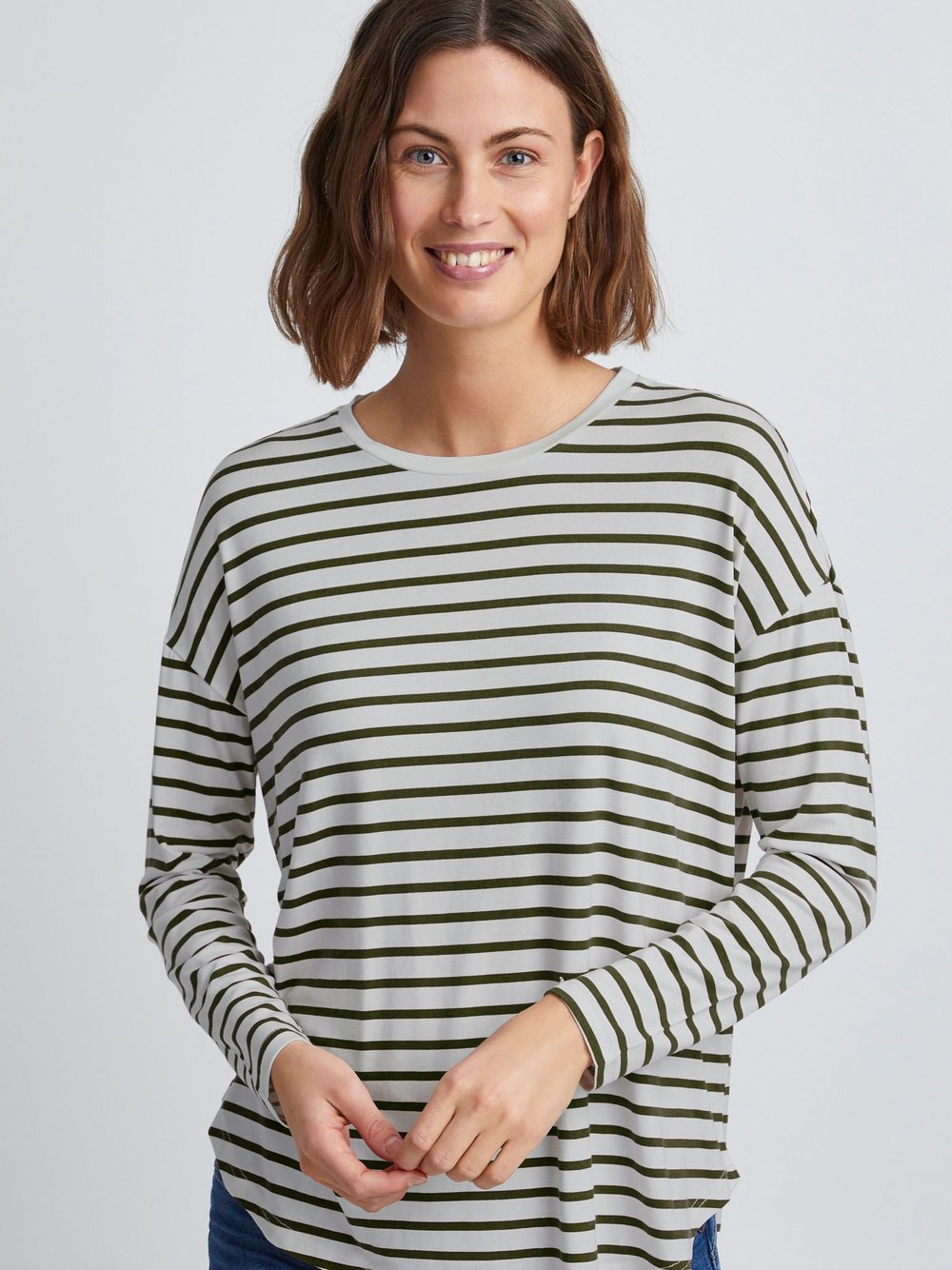 fransa Sweatshirt Damen grün gestreift, XXL