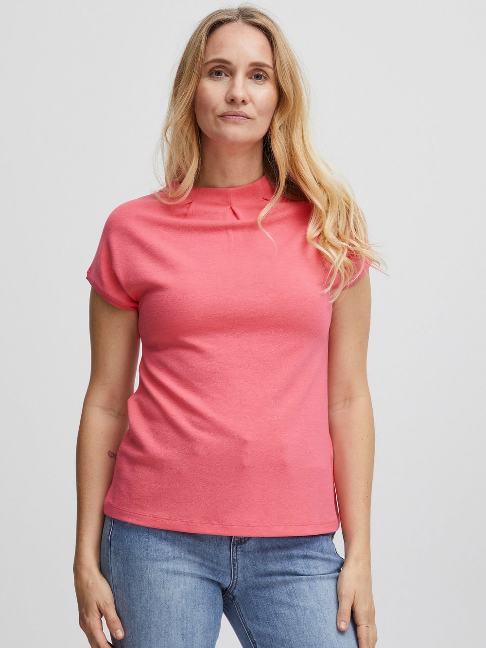 fransa Stehkragenshirt Damen Viskose pink, XXL