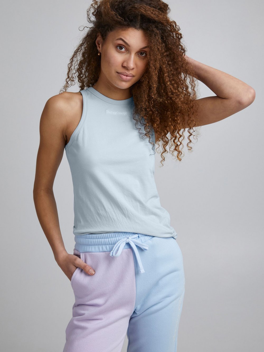 TheJoggConcept. Tanktop Damen Baumwolle blau, L