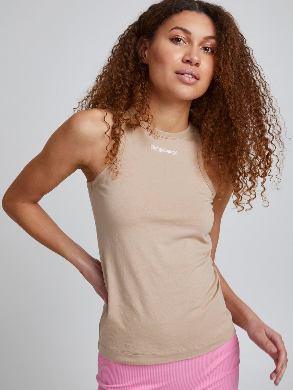 TheJoggConcept. Tanktop Damen Baumwolle beige, XXL