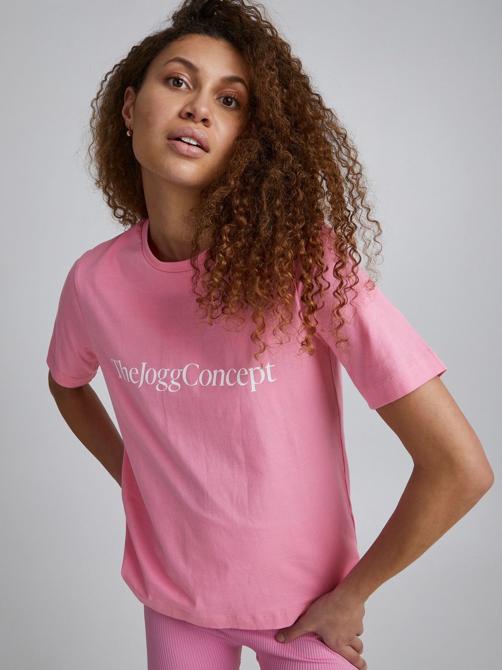 TheJoggConcept. Rundhalsshirt Damen Baumwolle rosa, L