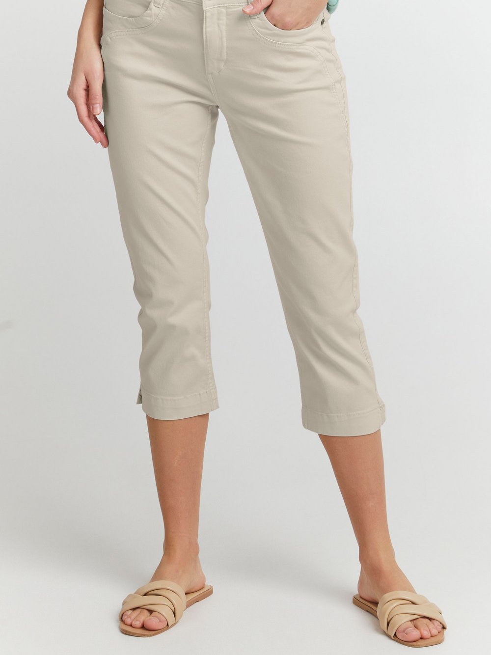 fransa Caprihose Damen Baumwolle beige, 38