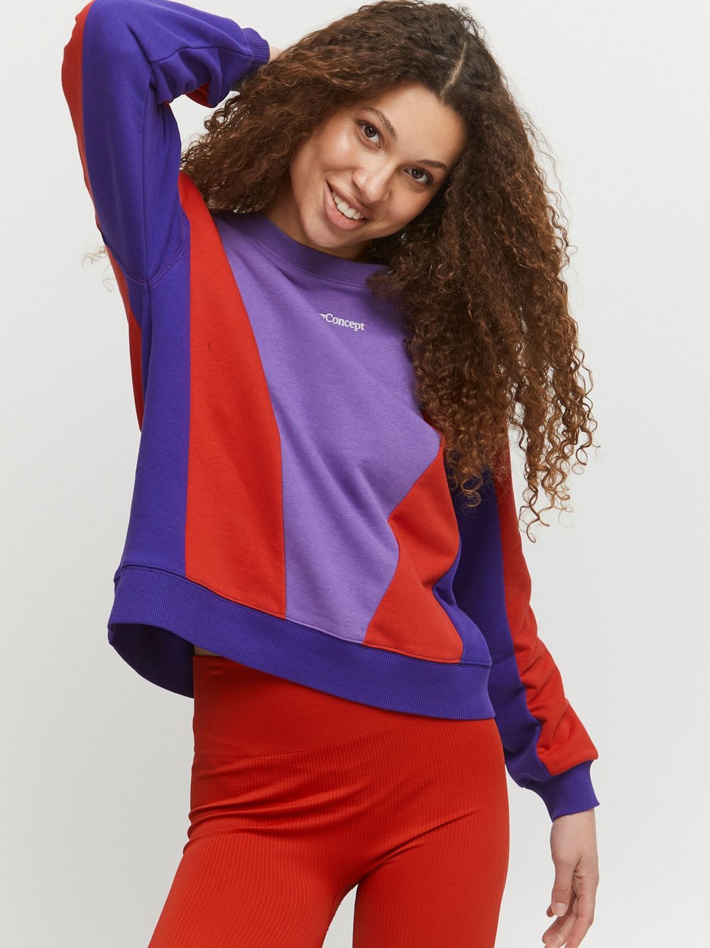 Thumbnail - TheJoggConcept. Sweatshirt Damen Baumwolle lila bedruckt, L
