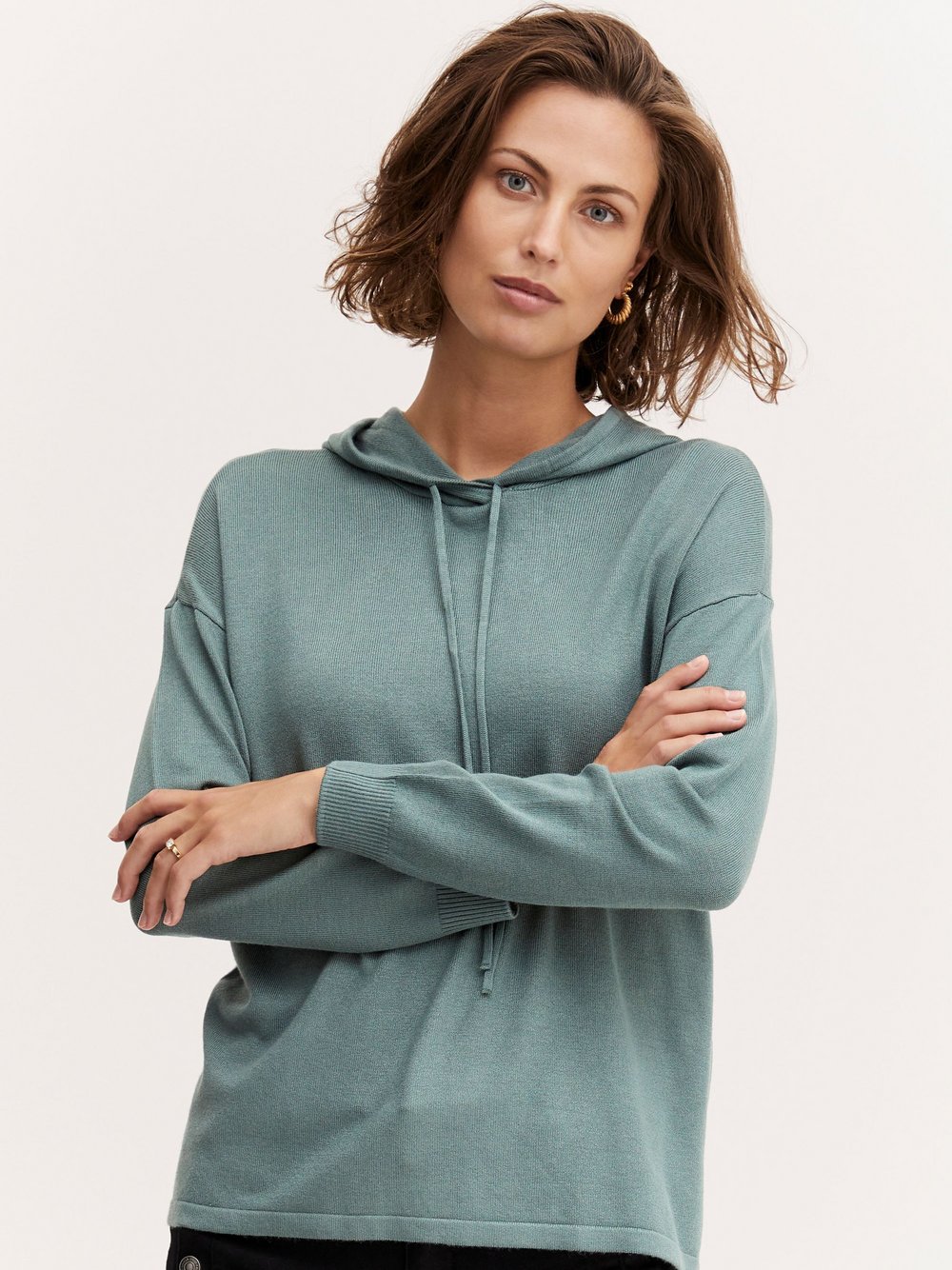 fransa Kapuzenpullover Damen Viskose blau, XXL