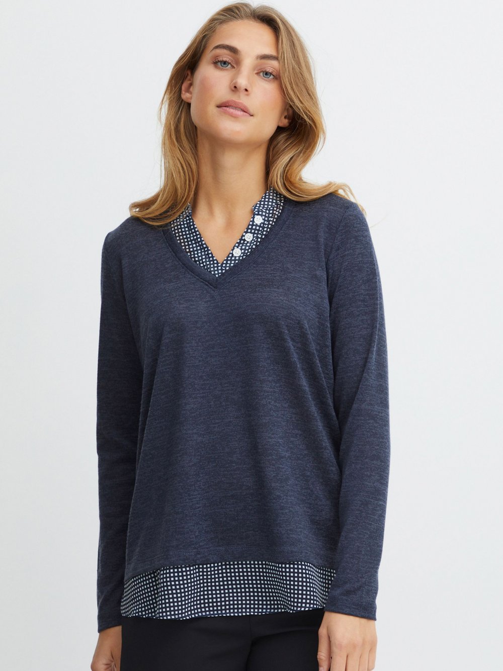 fransa Strickpullover Damen blau meliert, XS