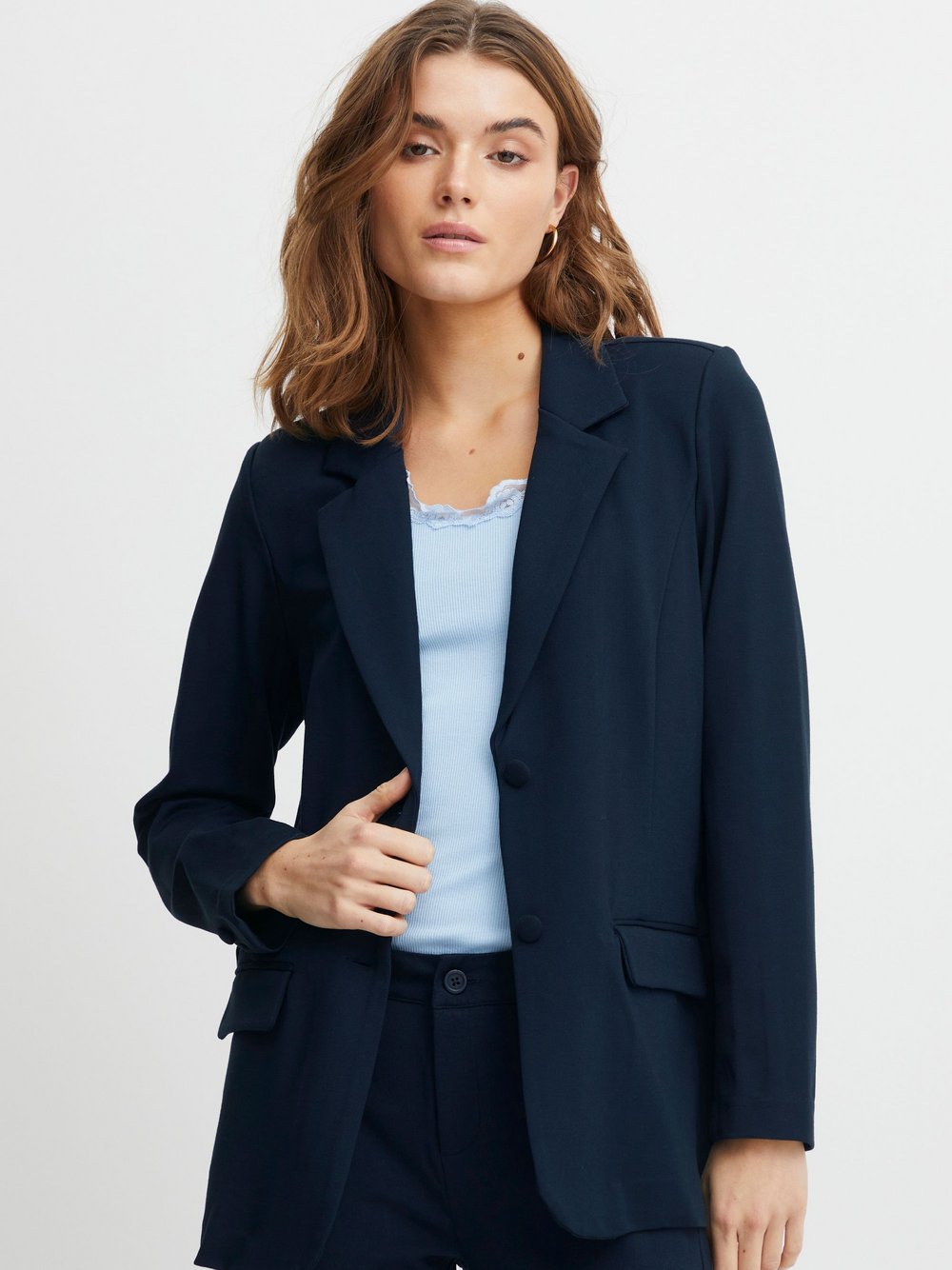 fransa Jackenblazer Damen Viskose blau, L