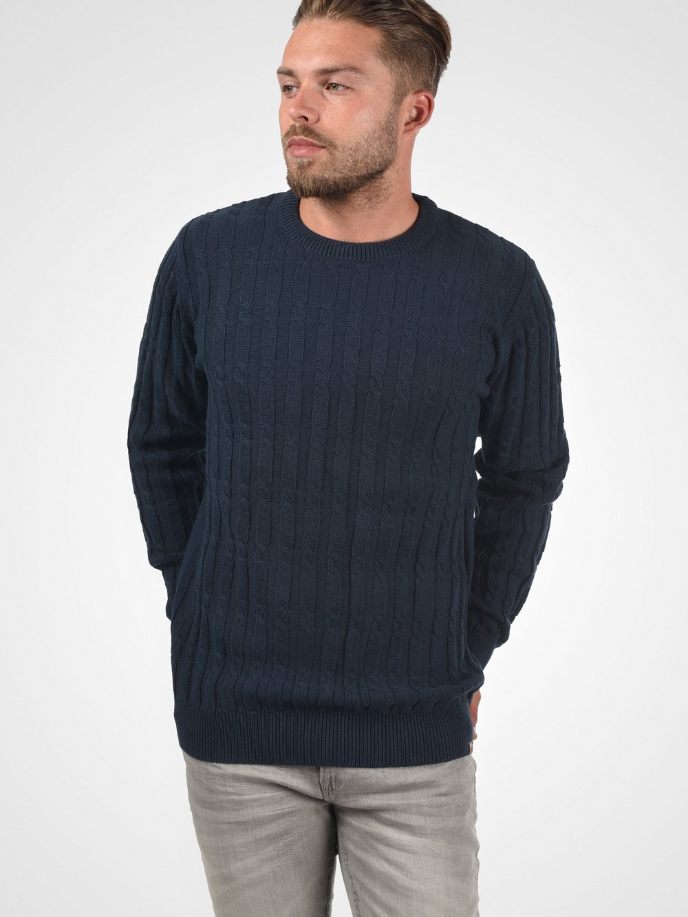 Indicode Strickpullover Herren Baumwolle blau, L