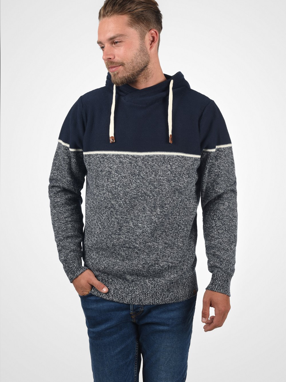 Indicode Kapuzenpullover Herren Baumwolle blau meliert, M