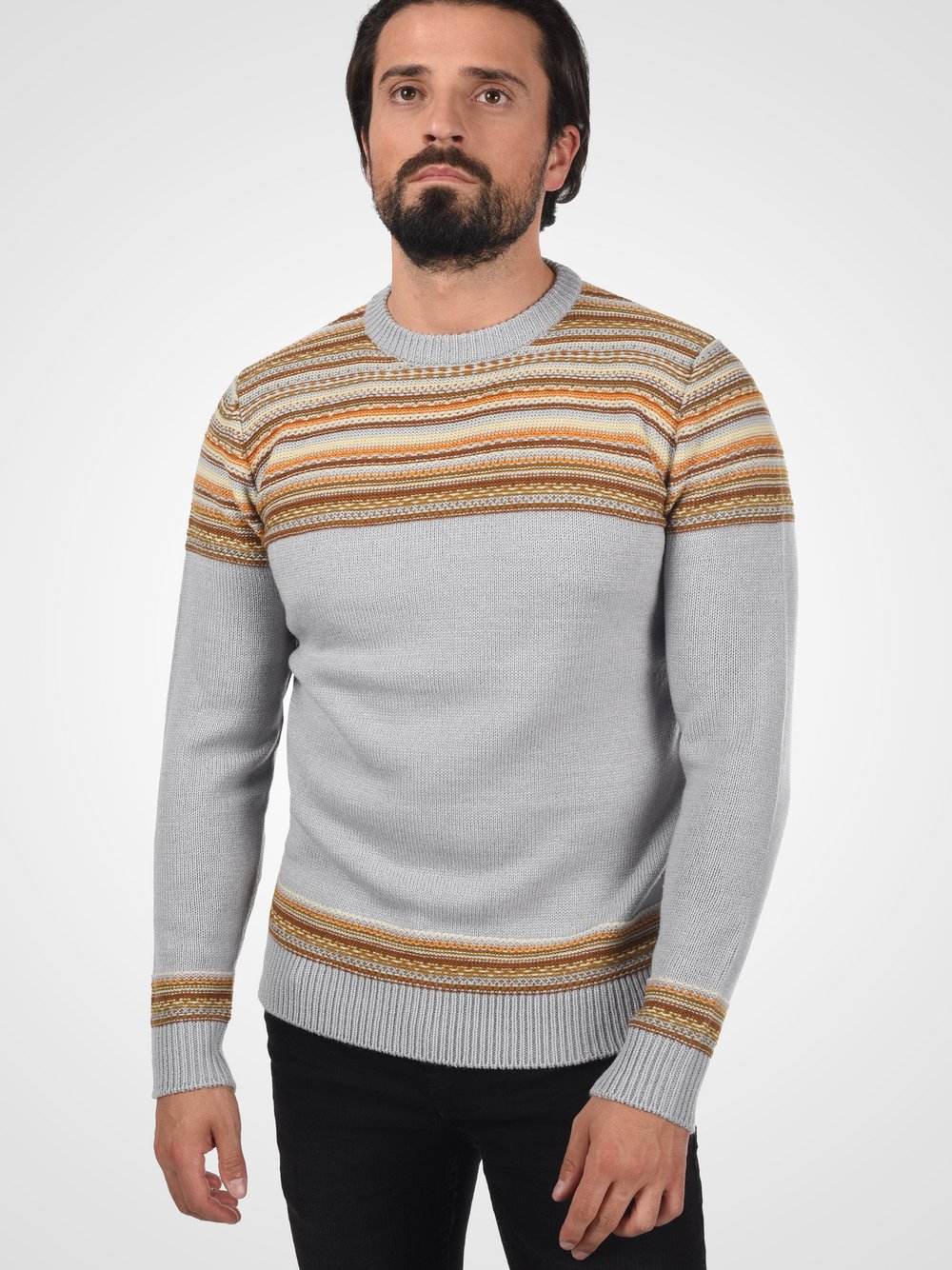 Indicode Strickpullover Herren grau gemustert, M