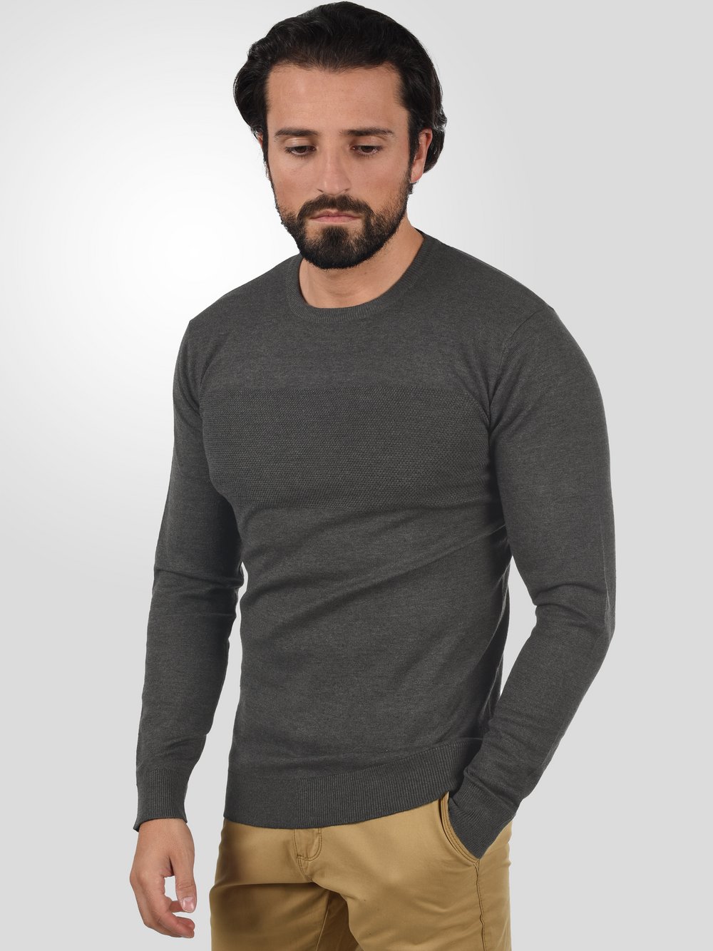 Indicode Strickpullover Herren Baumwolle grau, XXXL