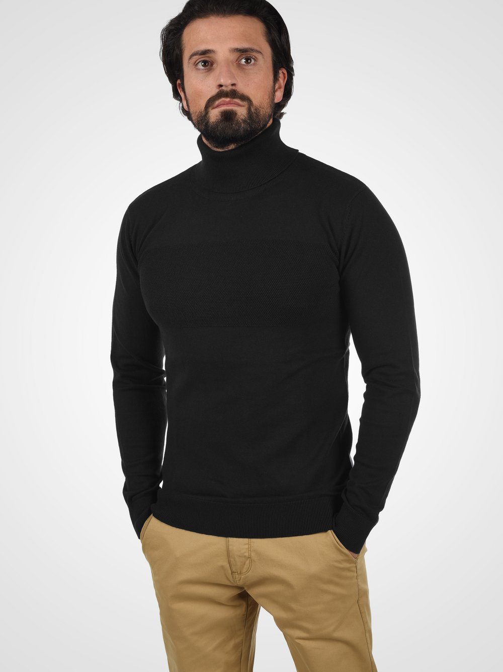 Indicode Rollkragenpullover Herren Baumwolle schwarz, XXL