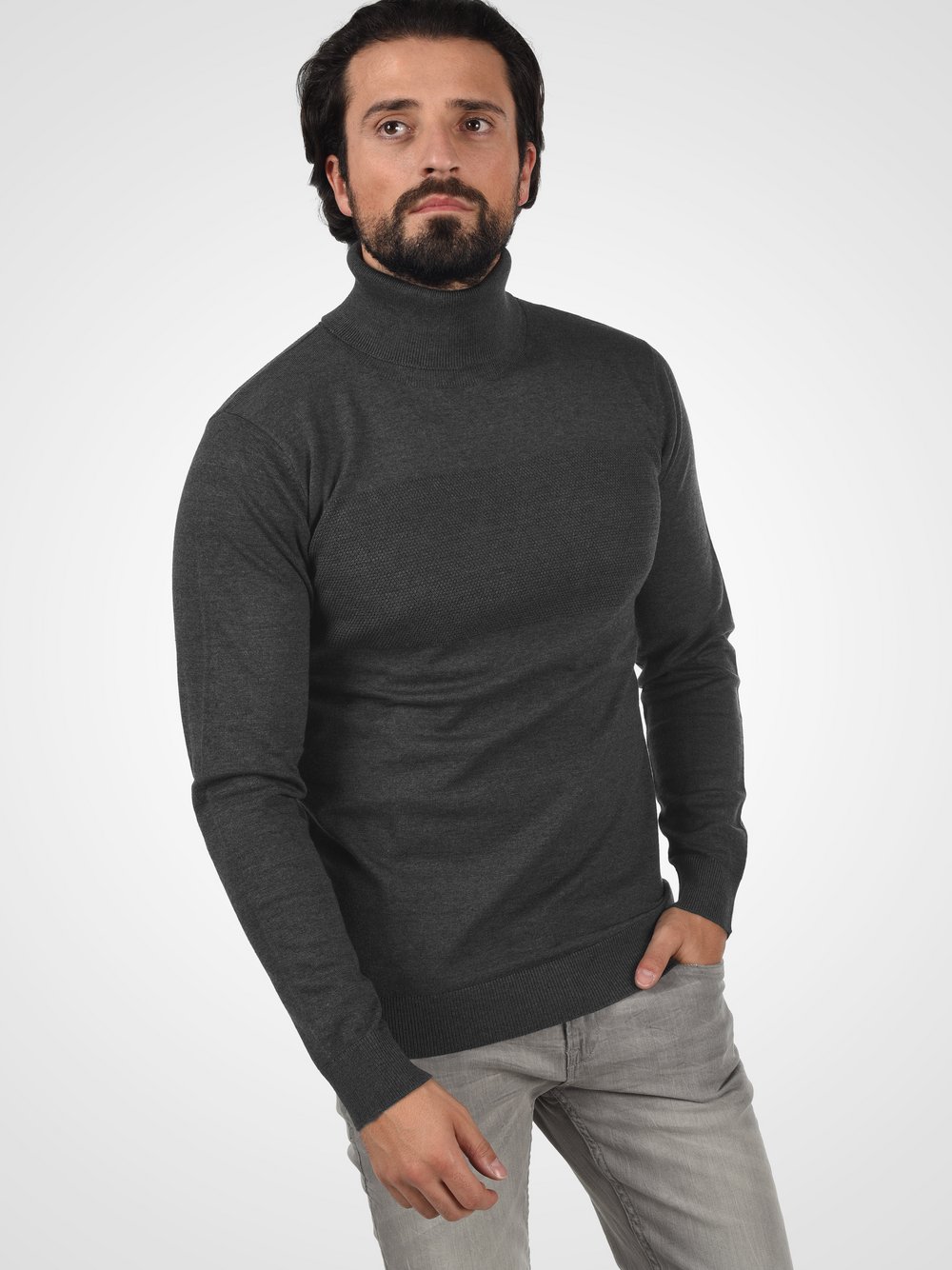 Indicode Rollkragenpullover Herren Baumwolle grau, XXXL