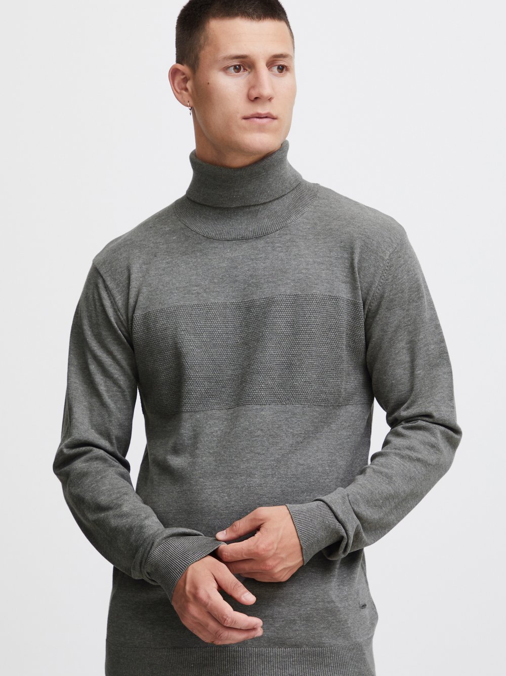 Indicode Rollkragenpullover Herren Baumwolle grau, M