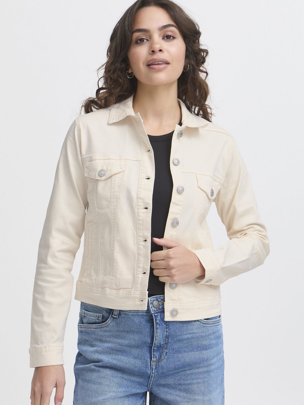 fransa Jeansjacke Damen Baumwolle weiß, 34