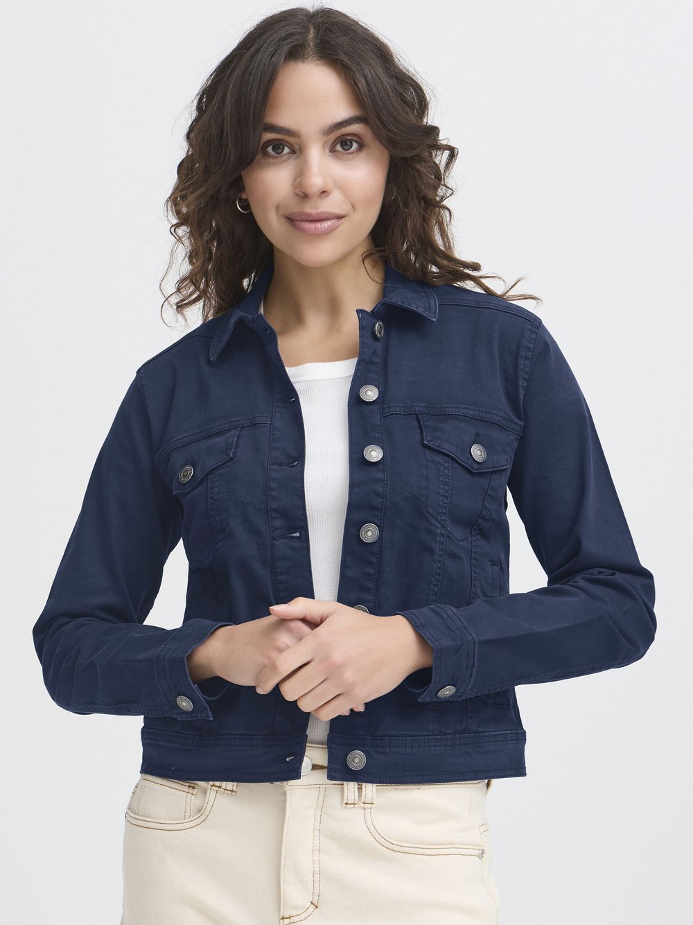 fransa Jeansjacke Damen Baumwolle blau, 44