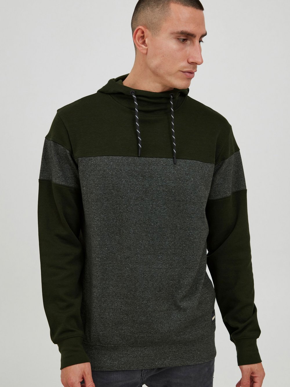 Solid Hoodie Herren Baumwolle grün meliert, L