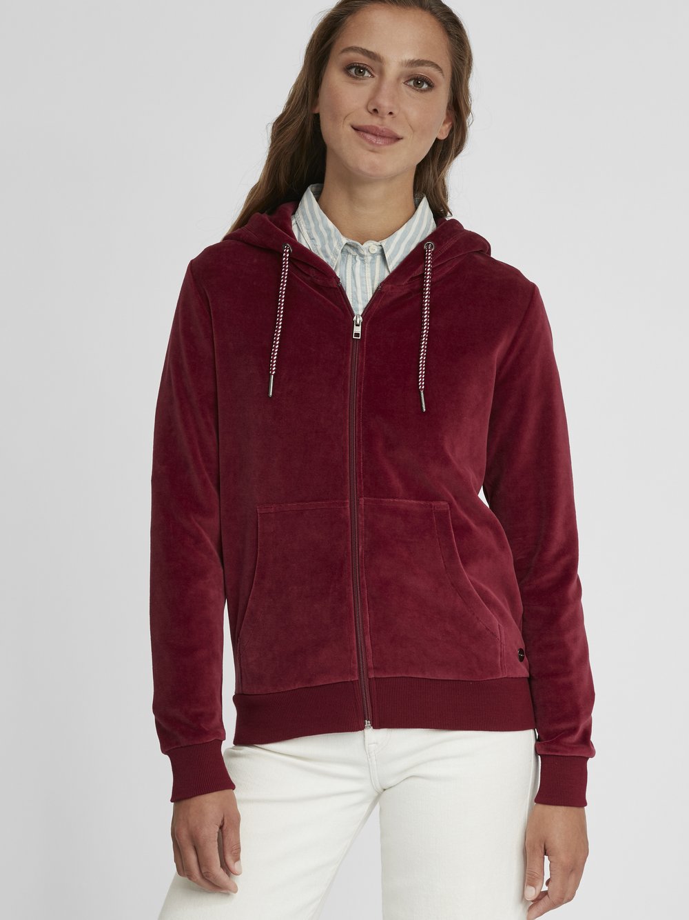 OXMO Kapuzensweatjacke Damen Baumwolle rot, XS