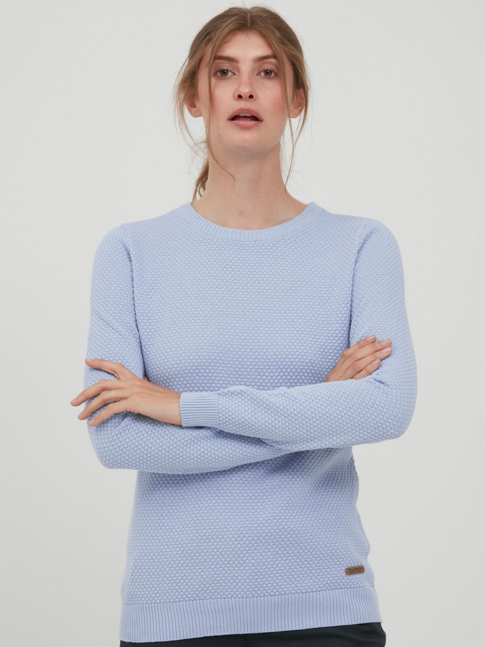 OXMO Strickpullover Damen Baumwolle blau, L