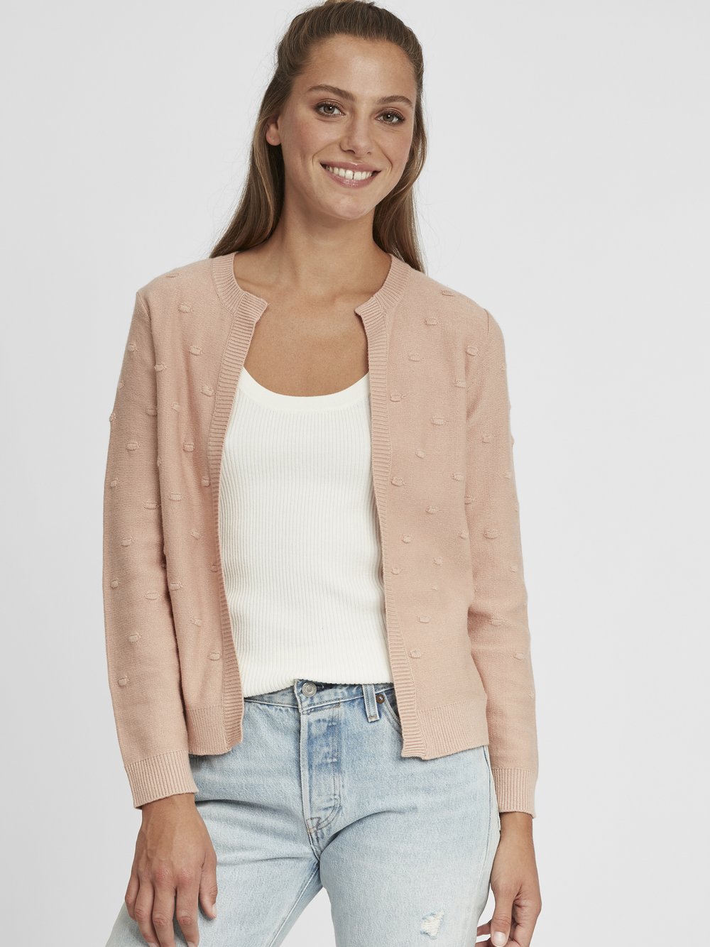 OXMO Strickjacke Damen rosa gemustert, XS