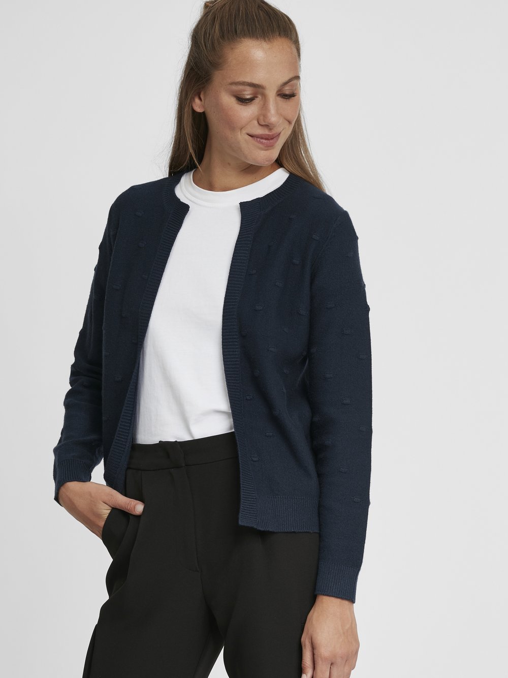 OXMO Strickjacke Damen Viskose blau, XS