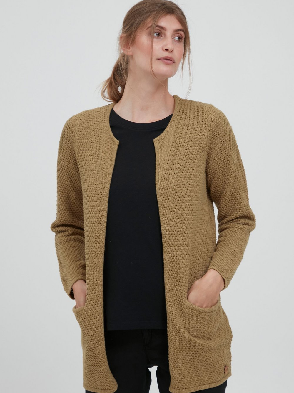 OXMO Strickjacke Damen Baumwolle braun, L