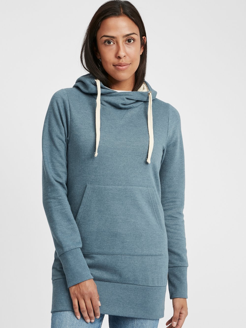 OXMO Kapuzensweatshirt Damen Baumwolle blau, M