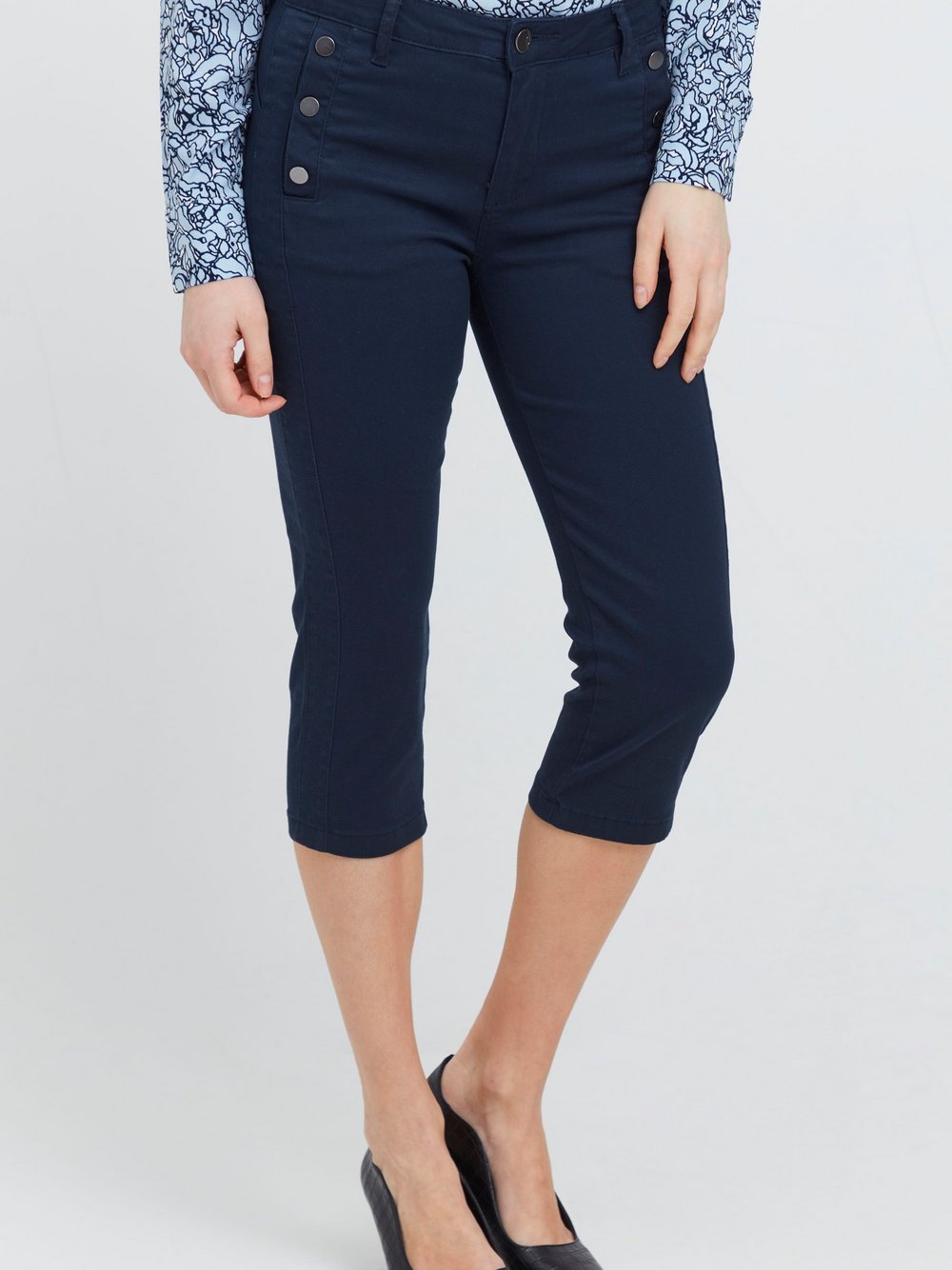 Thumbnail - fransa Stoffhose Damen Baumwolle blau, 40