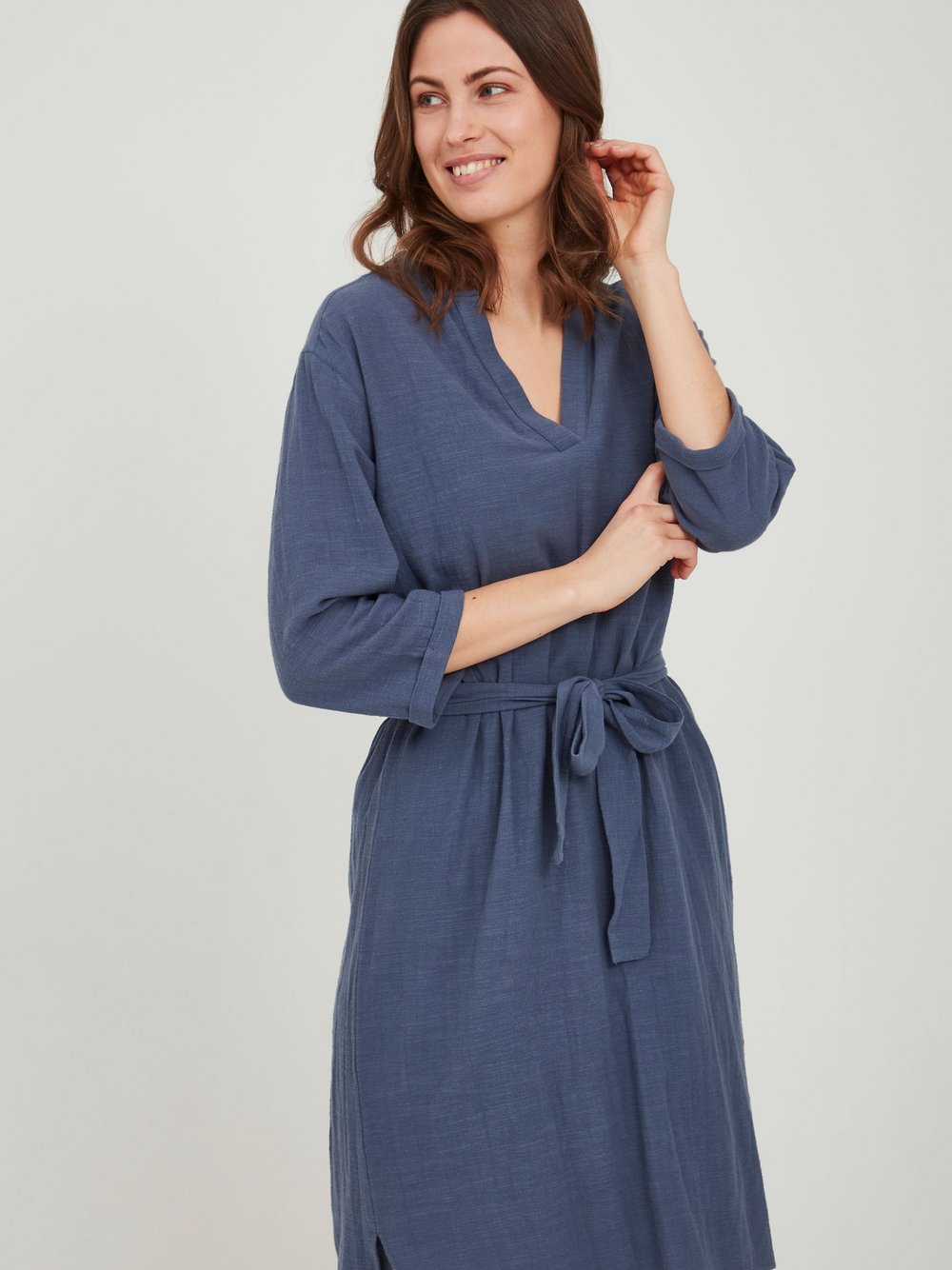 fransa Blusenkleid Damen Baumwolle blau, XXL