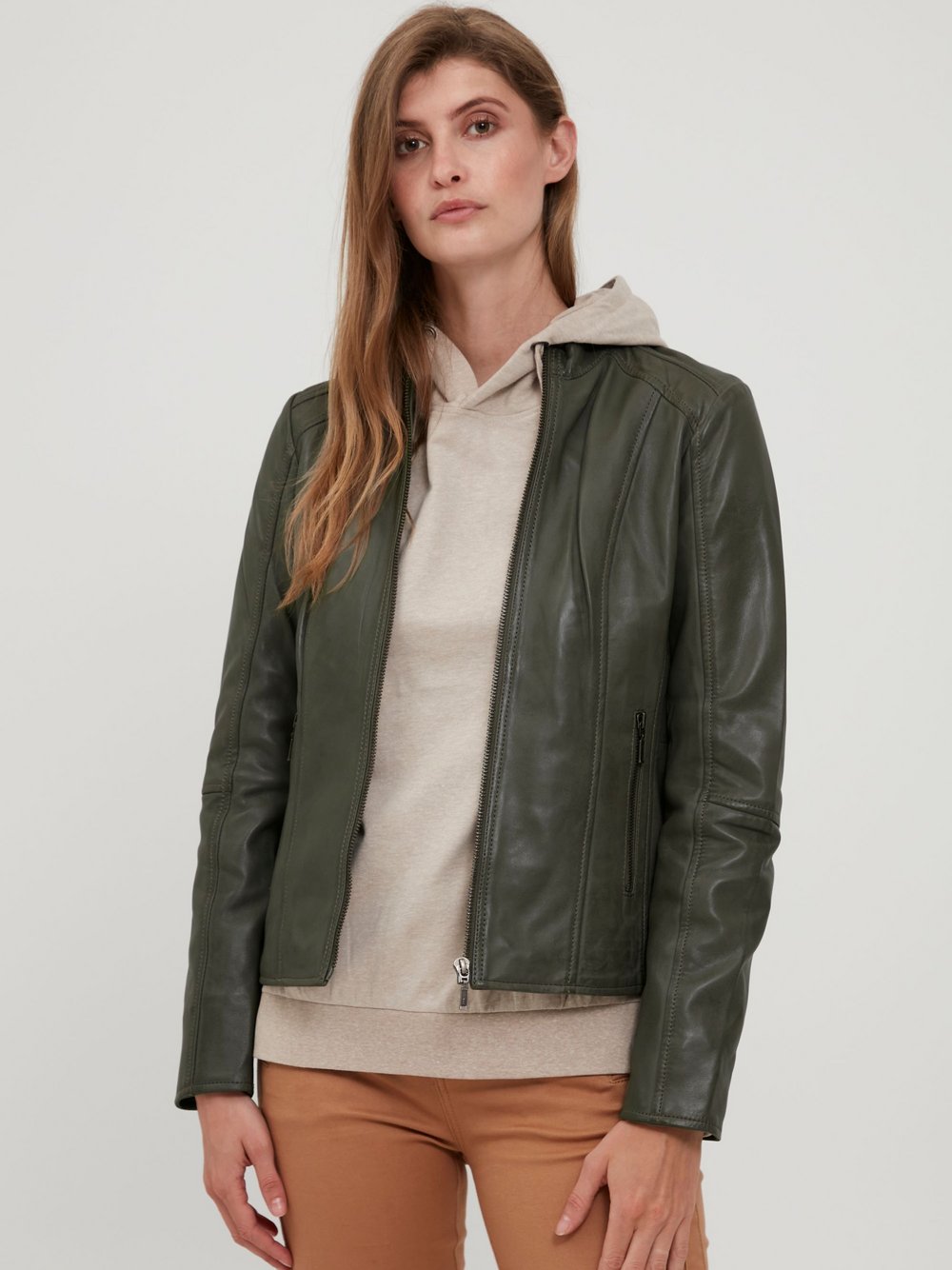 fransa Lederjacke Damen grün, 44