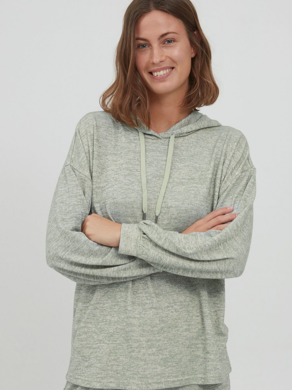 fransa Kapuzensweatshirt Damen grün gemustert, L