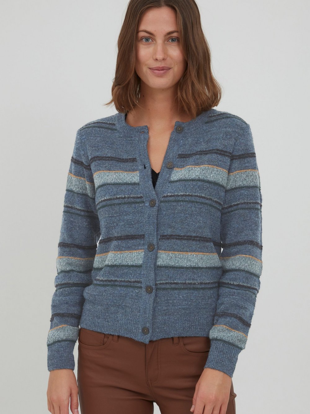 fransa Cardigan Damen blau gestreift, S