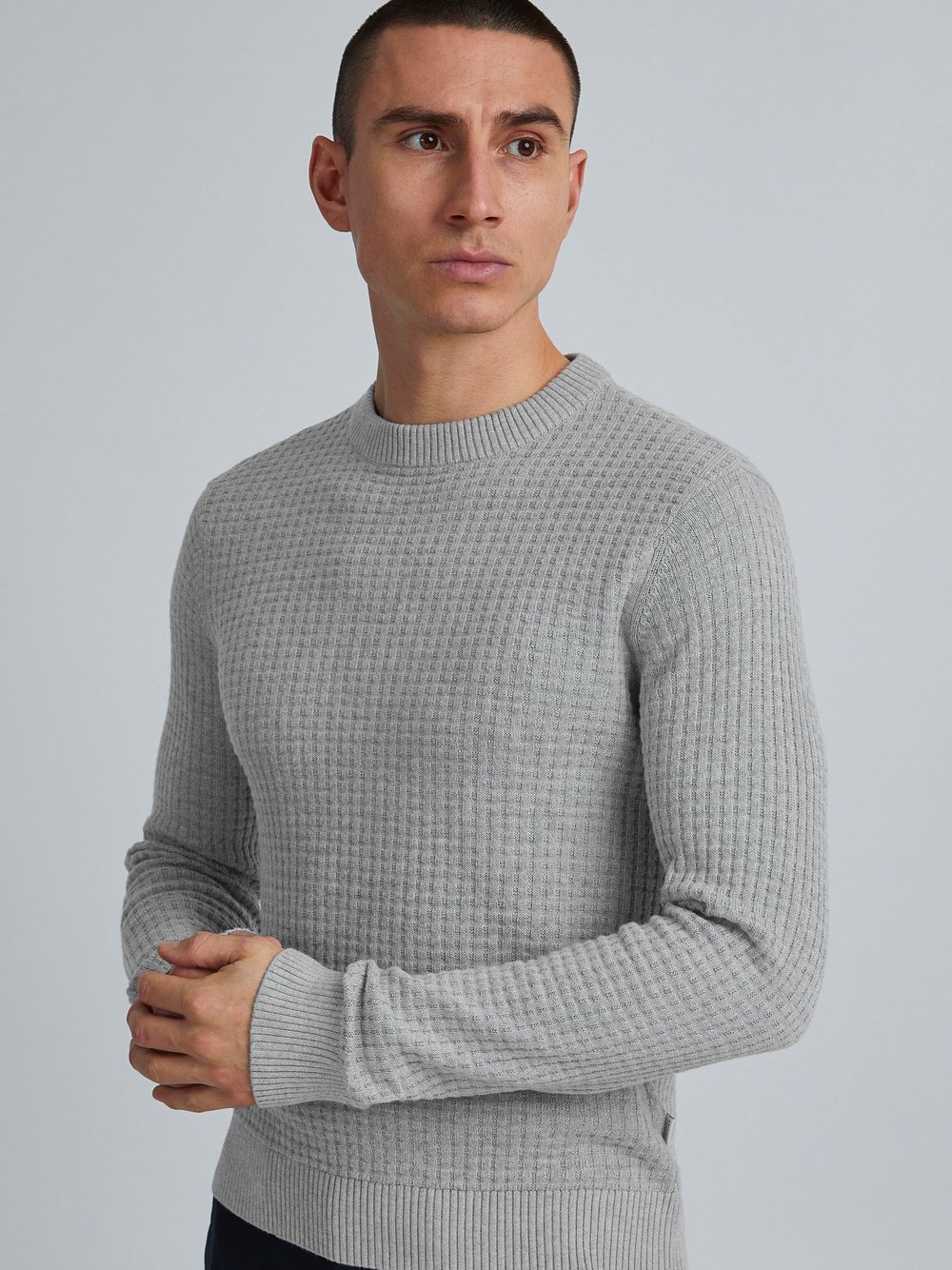 CASUAL FRIDAY Strickpullover Herren Baumwolle grau, L