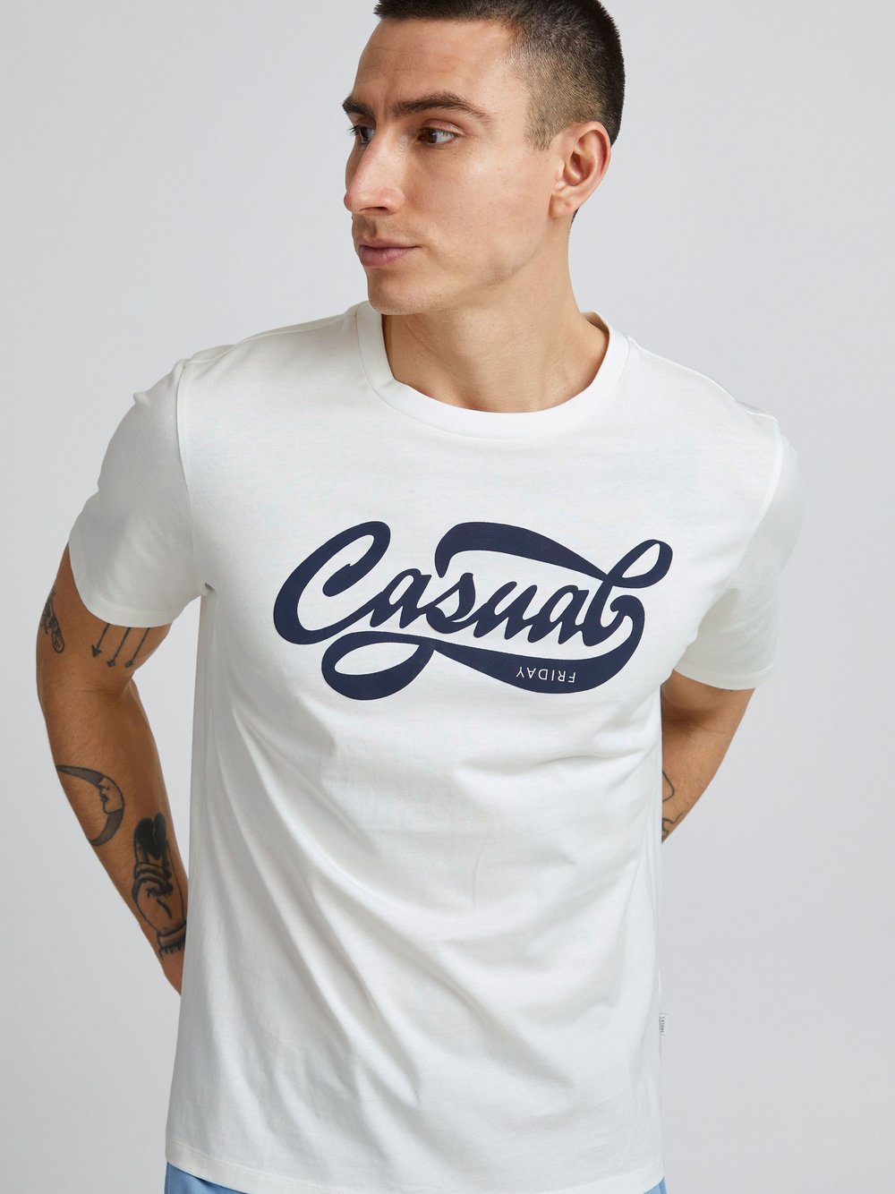 CASUAL FRIDAY T-Shirt Herren Baumwolle weiß bedruckt, XXL