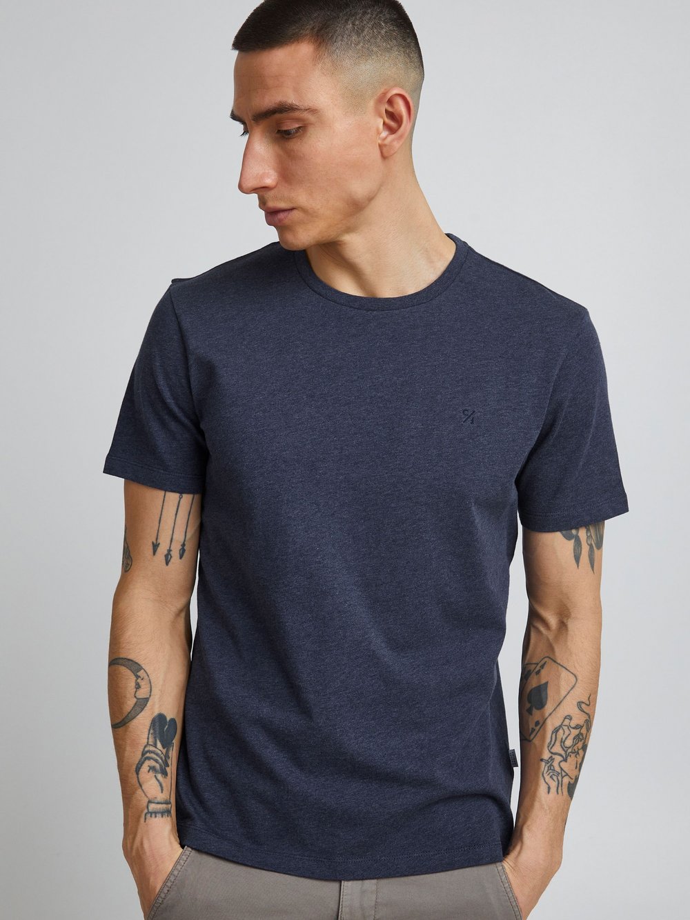 CASUAL FRIDAY T-Shirt Herren Baumwolle blau meliert, XXXL