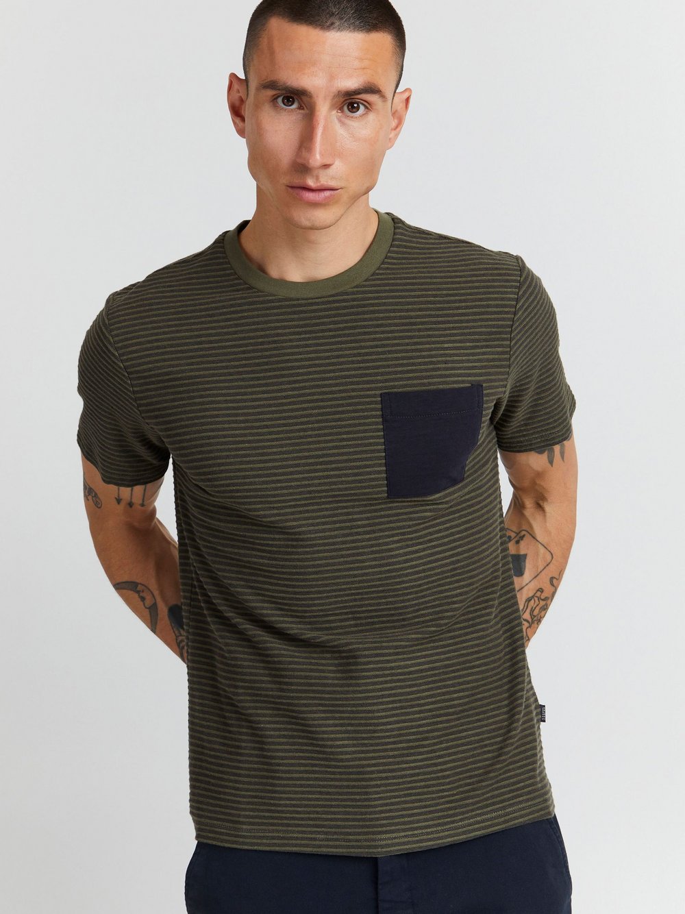 CASUAL FRIDAY T-Shirt Herren Baumwolle grün gestreift, L