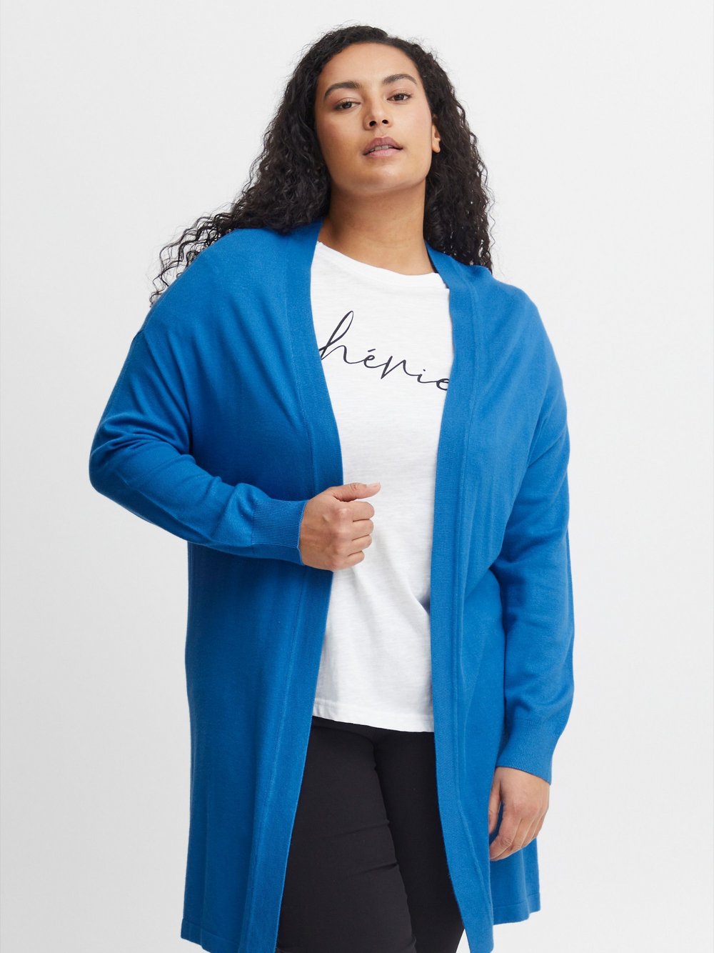 fransa Cardigan Damen Viskose blau, 54-56