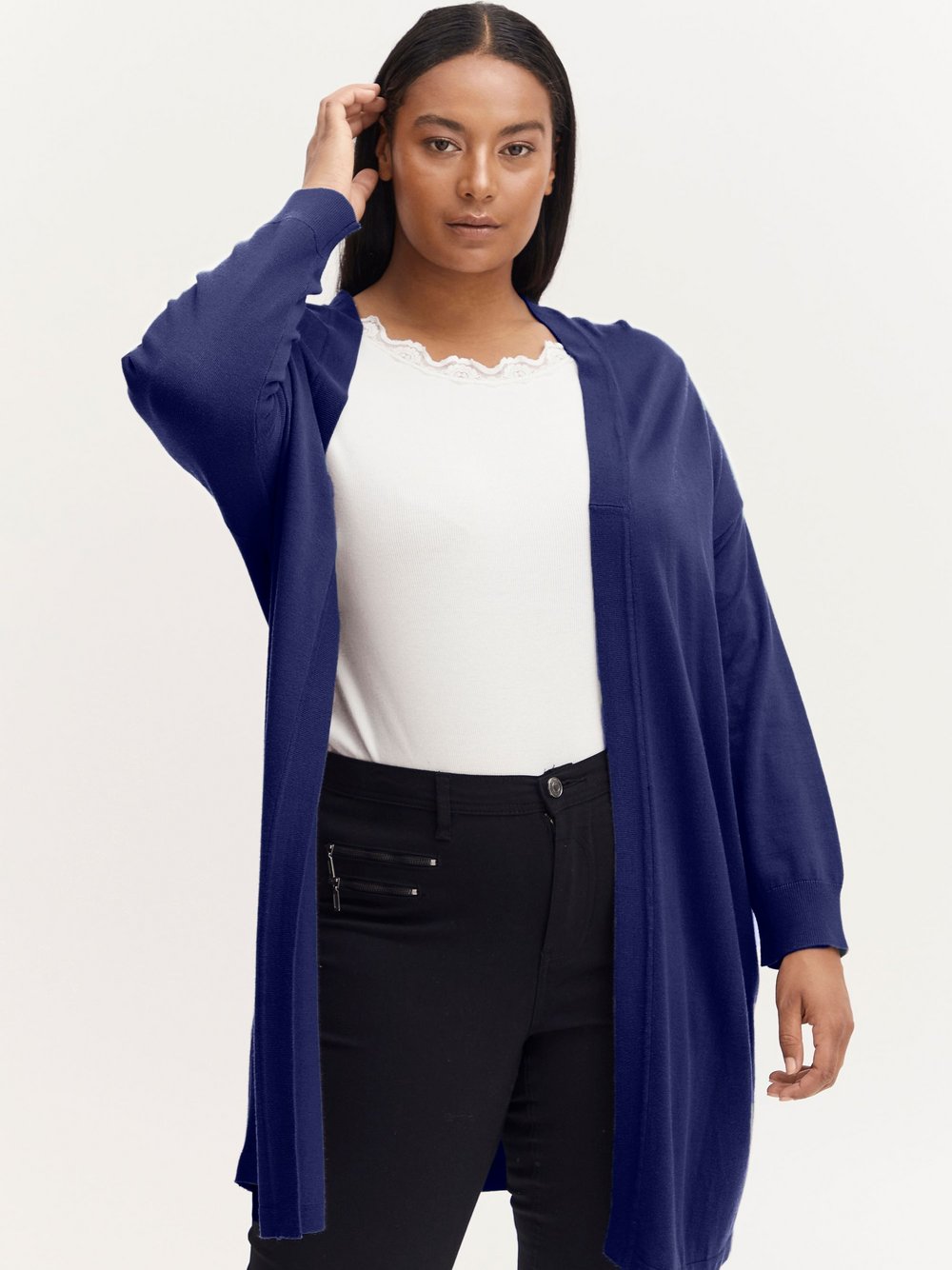 fransa Cardigan Damen Viskose blau, 54-56