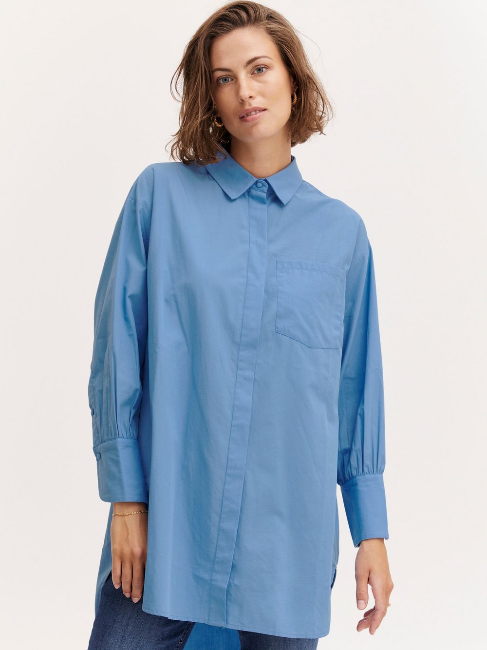 fransa Langarmhemd Damen blau, L