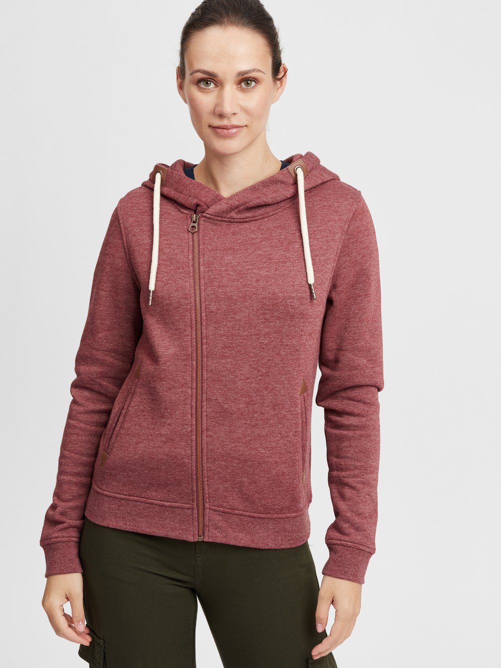 OXMO Kapuzensweatjacke Damen Baumwolle rot, XS