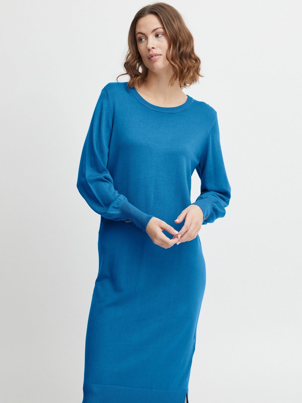 fransa Blusenkleid Damen Viskose blau, XXL