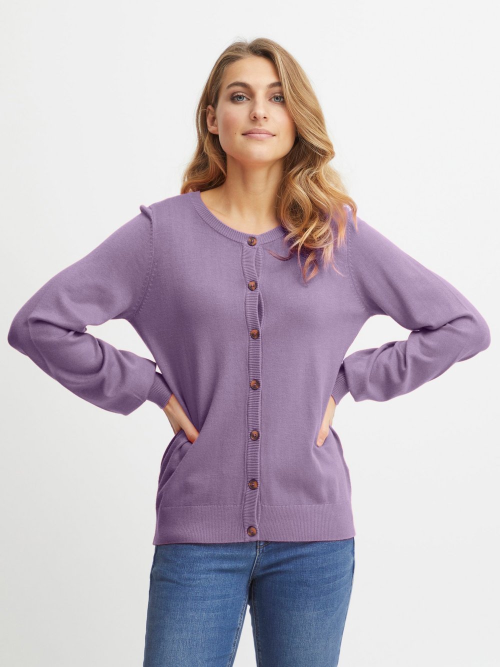 Thumbnail - fransa Strickjacke Damen Viskose lila, L