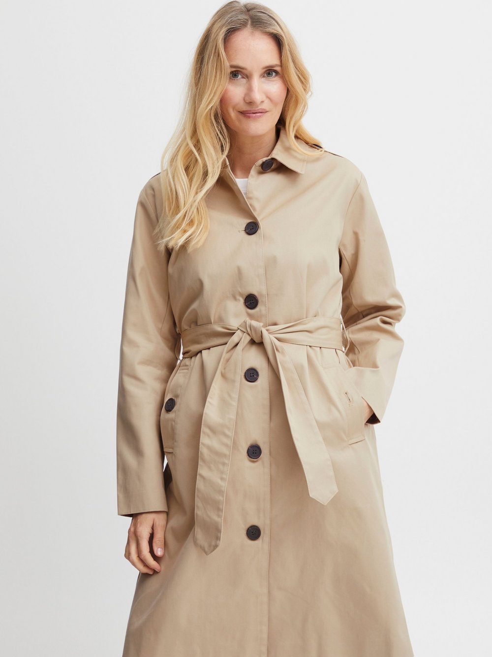 fransa Trenchcoat Damen Baumwolle beige, XL